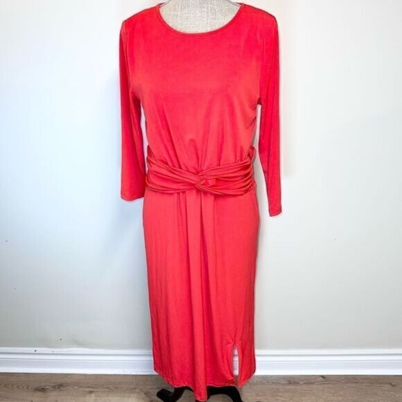 NWOT Jason Wu Designer Red Twist Tie Front Dress Womens Sz M - Picture 1 of 7